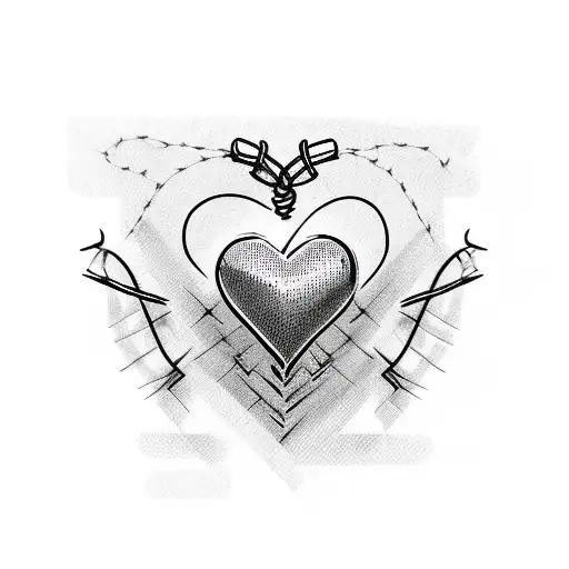 barbed wire with hearts  tattoo design idea