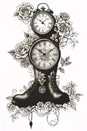 Birth clock showing 3:39, birth clock showing 5:40, daughter foot prints, son footprints, October birth flower, May birt tattoo design idea