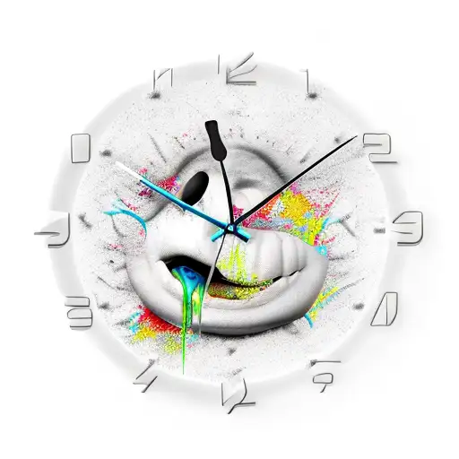 drama masks mixed with melting clocks tattoo design idea