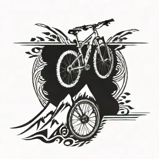 Tribal Mountain Bike Tattoo BlackInk AI