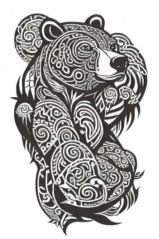 haida bear in the forest tattoo design idea