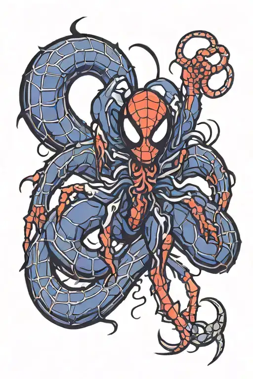 spider and venom tattoo design idea