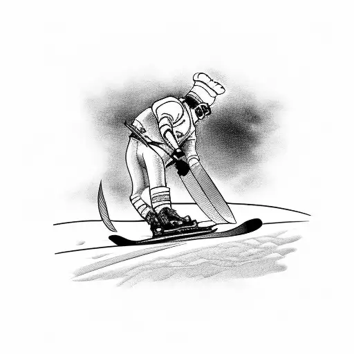 chef knife downhill skiing wine bottle tattoo design idea