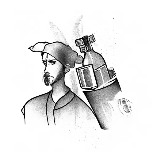 chef knife and wine glass tattoo design idea