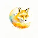 Fox under the planets orbiting tattoo design idea