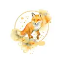 Fox under the planets orbiting tattoo design idea