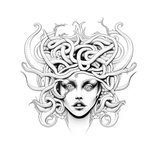 medusa mix succubus  tattoo design idea