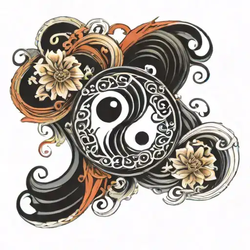 69 like ying yang symbol intertwined tattoo design idea