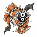 69 Numbers like ying yang symbol with fishes swimming tattoo design idea