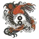 69 like ying yang symbol intertwined tattoo design idea