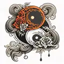 69 like ying yang symbol intertwined tattoo design idea