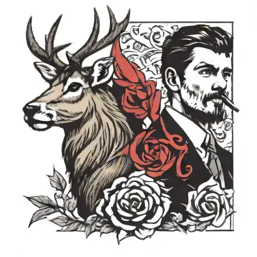 stag and che guevara tattoo design idea