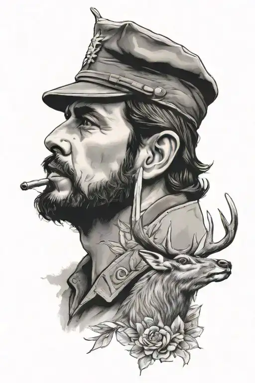 stag and che guevara  tattoo design idea
