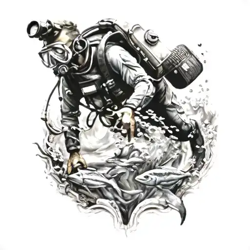 scuba diver exploring tattoo design idea