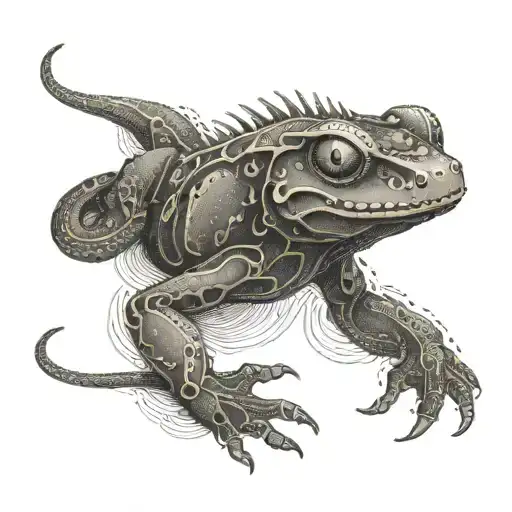 Mecanical salamander think outside the box tattoo design idea