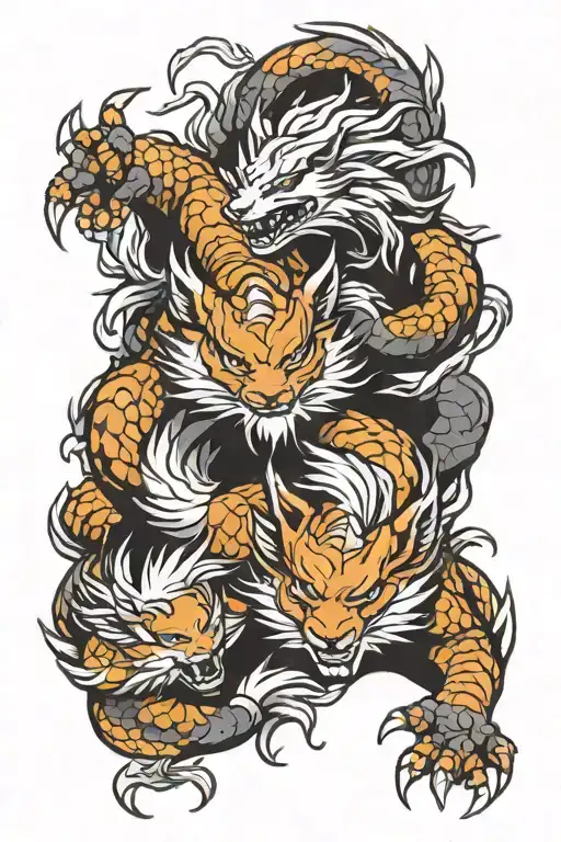 Dragonite vs arcanine tattoo design idea