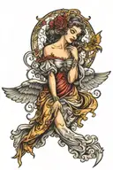 angel with baroque  tattoo design idea