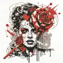 rose, cigarette, women with white eyes, street, smoke,  tattoo design idea