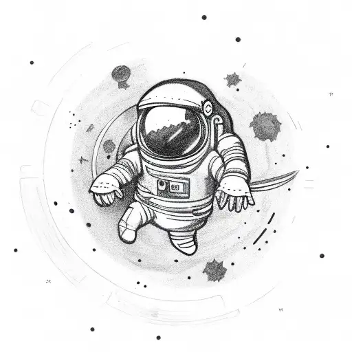 astronaut disc joker galaxy string puppet  tattoo design idea