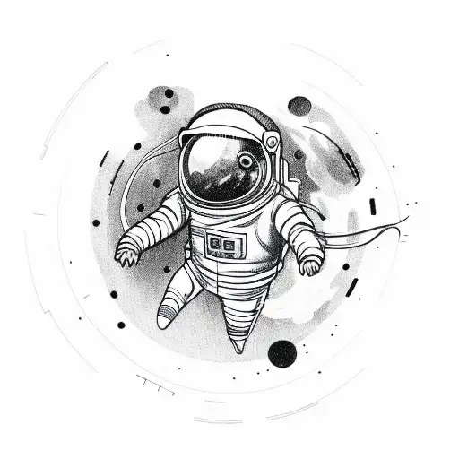 astronaut disc joker galaxy string puppet  tattoo design idea