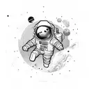 astronaut disc joker galaxy string puppet  tattoo design idea