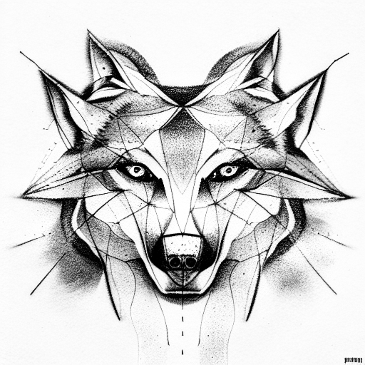 punctured eighth node with wolfs head tattoo design idea
