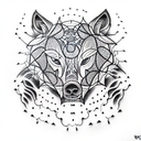 punctured eighth node with wolfs head tattoo design idea