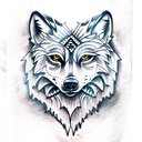 punctured eighth node with wolfs head tattoo design idea