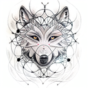 punctured eighth node with wolfs head tattoo design idea