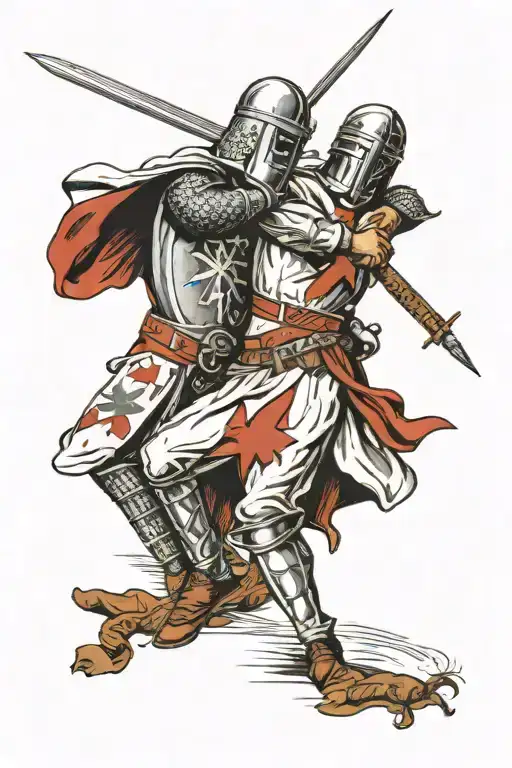 knights Templar fighting another man tattoo design idea
