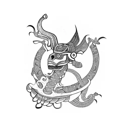 Quetzalcóatl with tlaloc tattoo design idea