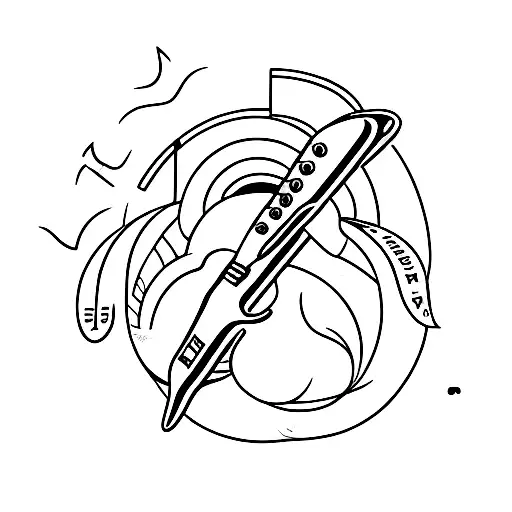 airplane camera guitar tattoo design idea