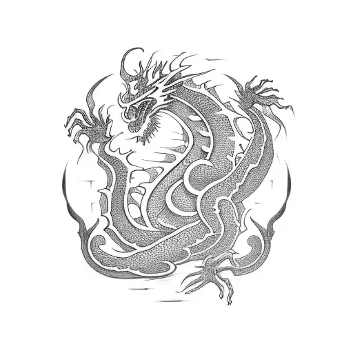 A lace dragon intertwined with mathematical equations tattoo design idea