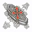 coffin with gothic cross  tattoo design idea