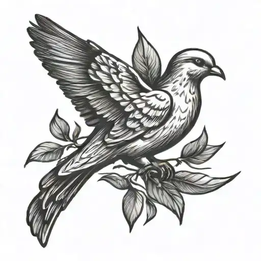 Dove of peace with olive branch tattoo design idea