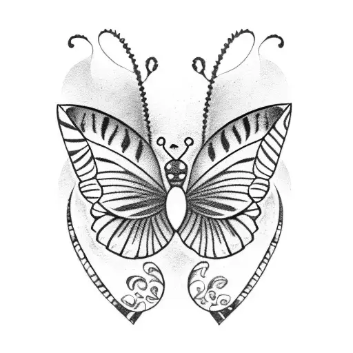 mini butterflies into a tiger lily tattoo design idea