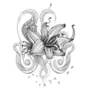 mini butterflies into a tiger lily tattoo design idea
