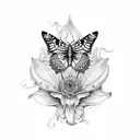 butterfly and tiger lily tattoo design idea