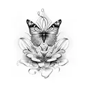 butterfly and tiger lily tattoo design idea
