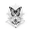 butterfly and tiger lily tattoo design idea