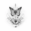 butterfly and tiger lily tattoo design idea