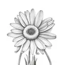 cute Hippo sitting next to a Daisy flower  tattoo design idea