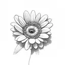 cute Hippo sitting next to a Daisy flower  tattoo design idea