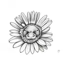 cute Hippo sitting next to a Daisy flower  tattoo design idea