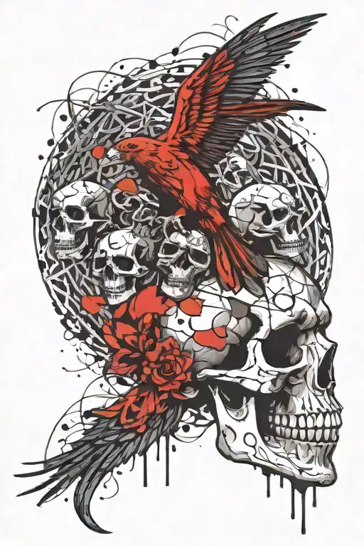 human skull raven celtic  tattoo design idea
