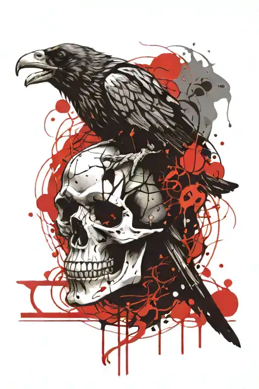 human skull raven celtic simple tattoo design idea