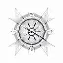 Mid-century modern inspired clock with dotwork atomic starburst design tattoo design idea