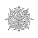 five-leaf clover, pentagram, dragon, spiral tattoo design idea