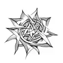 five-leaf clover, pentagram, dragon, spiral tattoo design idea