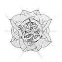 five-leaf clover, pentagram, dragon, spiral tattoo design idea